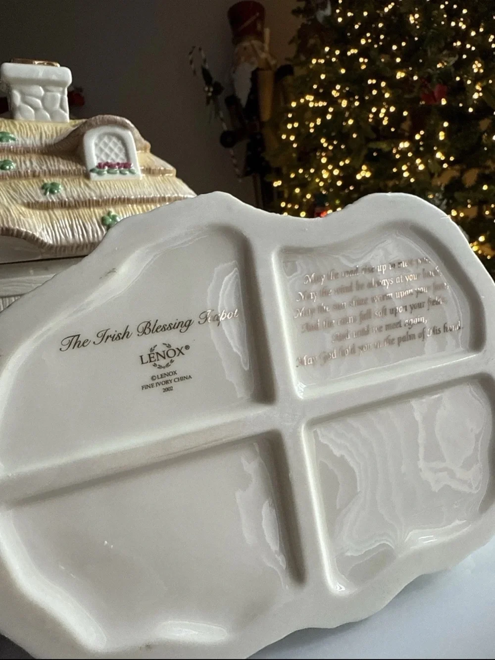 Lenox Irish Blessing Cookie Jar 2004 & Teapot 2002 Cottage House Set Retired